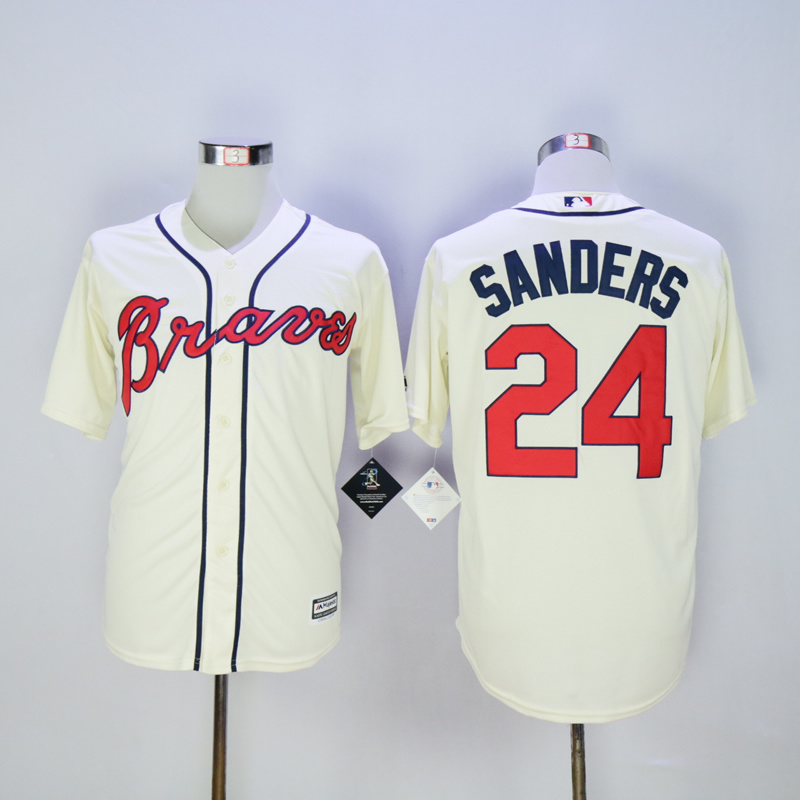 2017 MLB Atlanta Braves #24 Sanders Cream Throwback Jerseys->atlanta braves->MLB Jersey